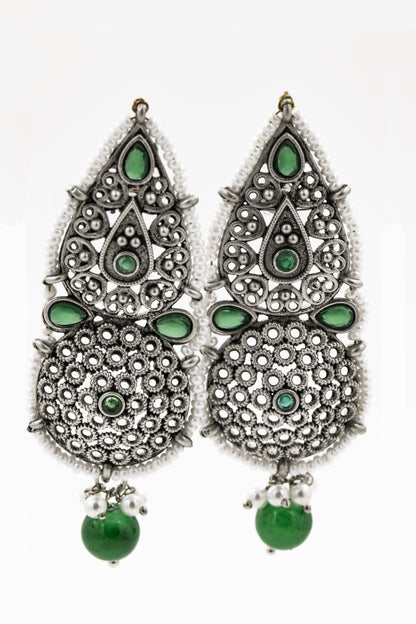 Green Leaf Shaped Earrings