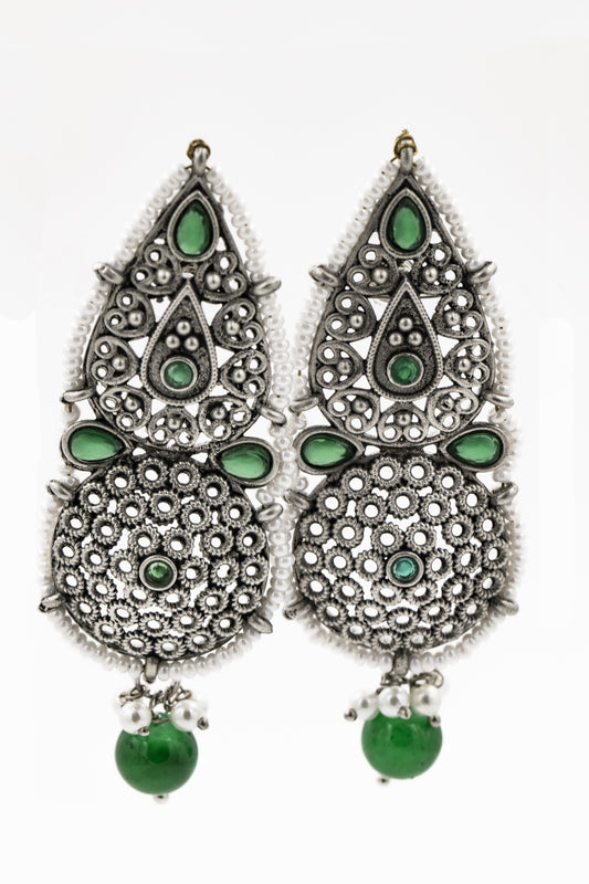 Green Leaf Shaped Earrings