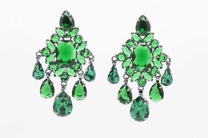 Green Swaroski Stone Drop Earrings