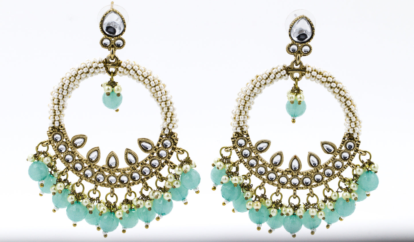 Aqua beaded Chandbali