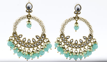 Aqua beaded Chandbali