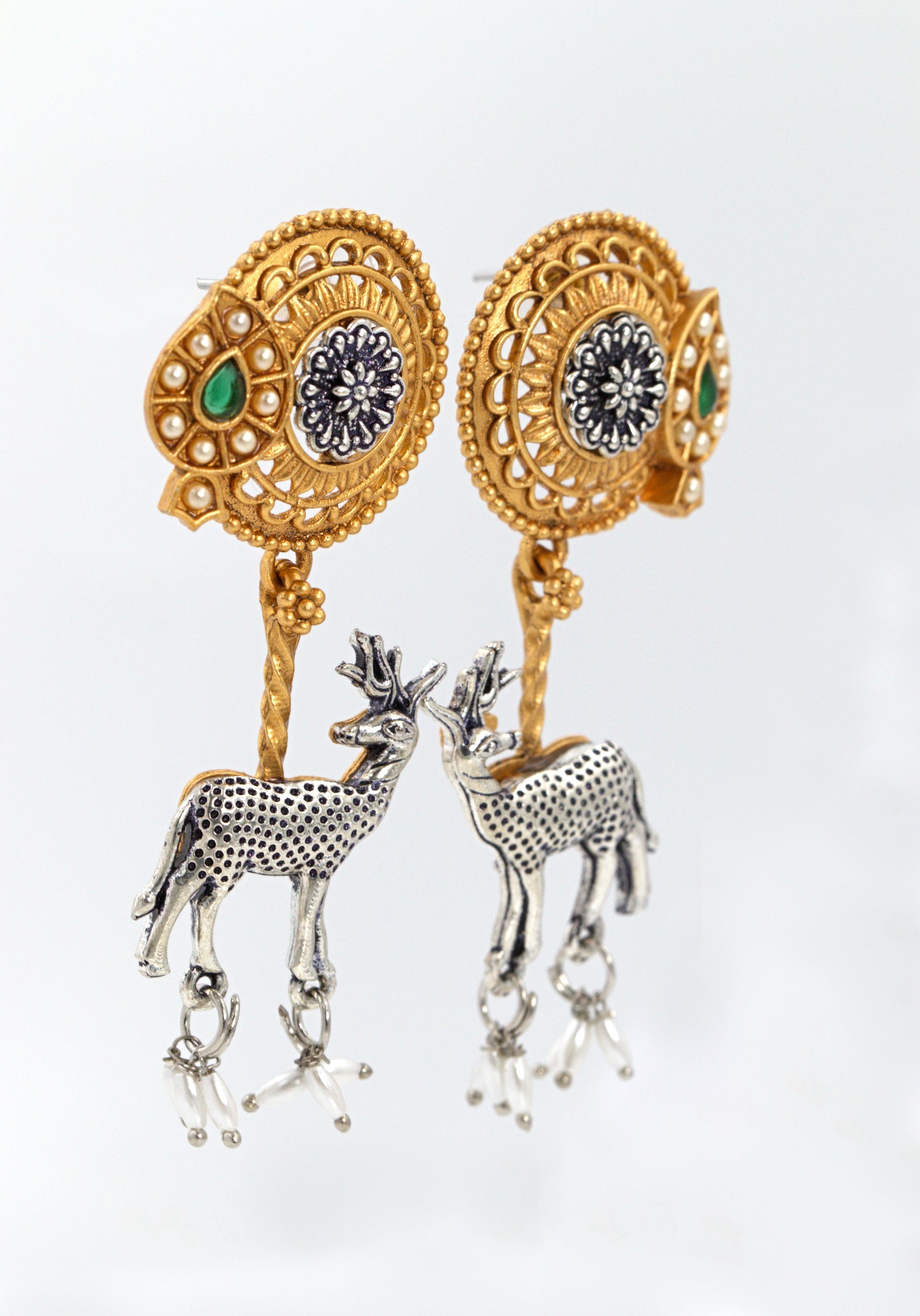 Mrig Silver and Gold earring