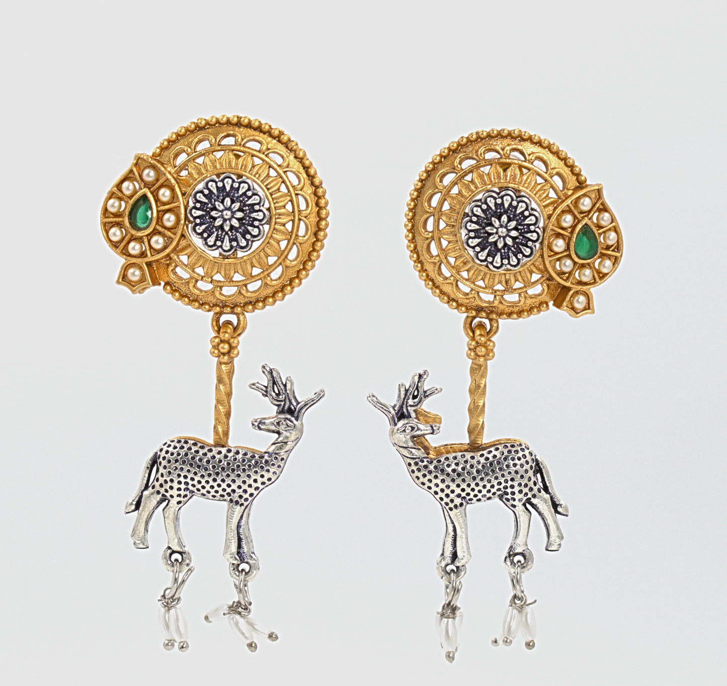 Mrig Silver and Gold earring