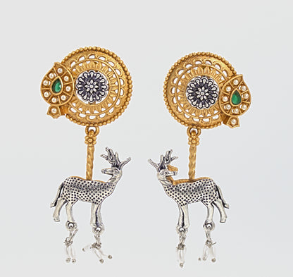 Mrig Silver and Gold earring