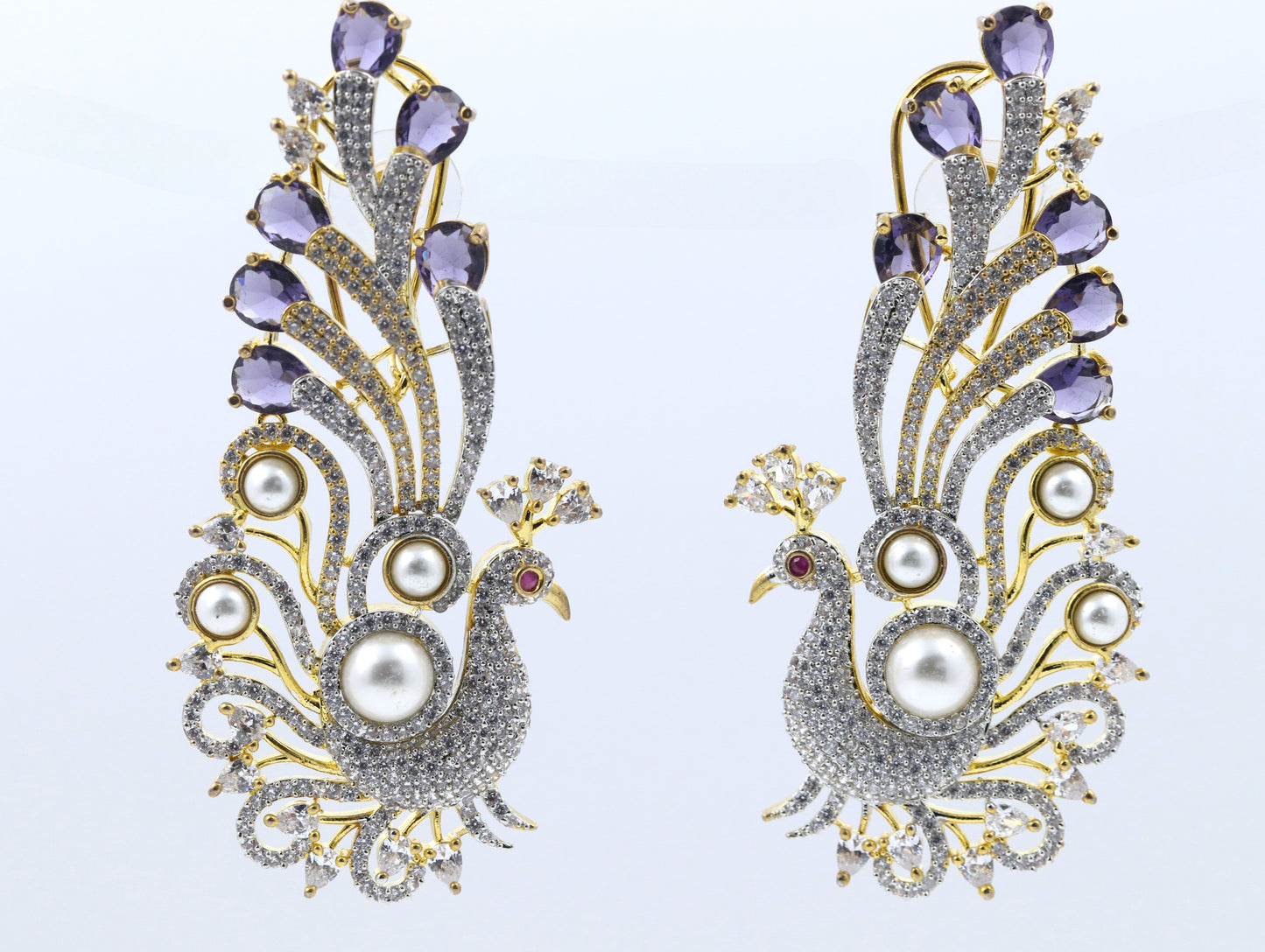 Peacock Golden Polished Earring