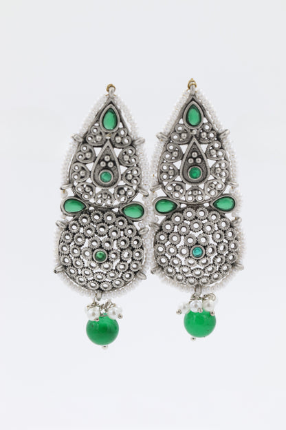 Green Leaf Shaped Earrings