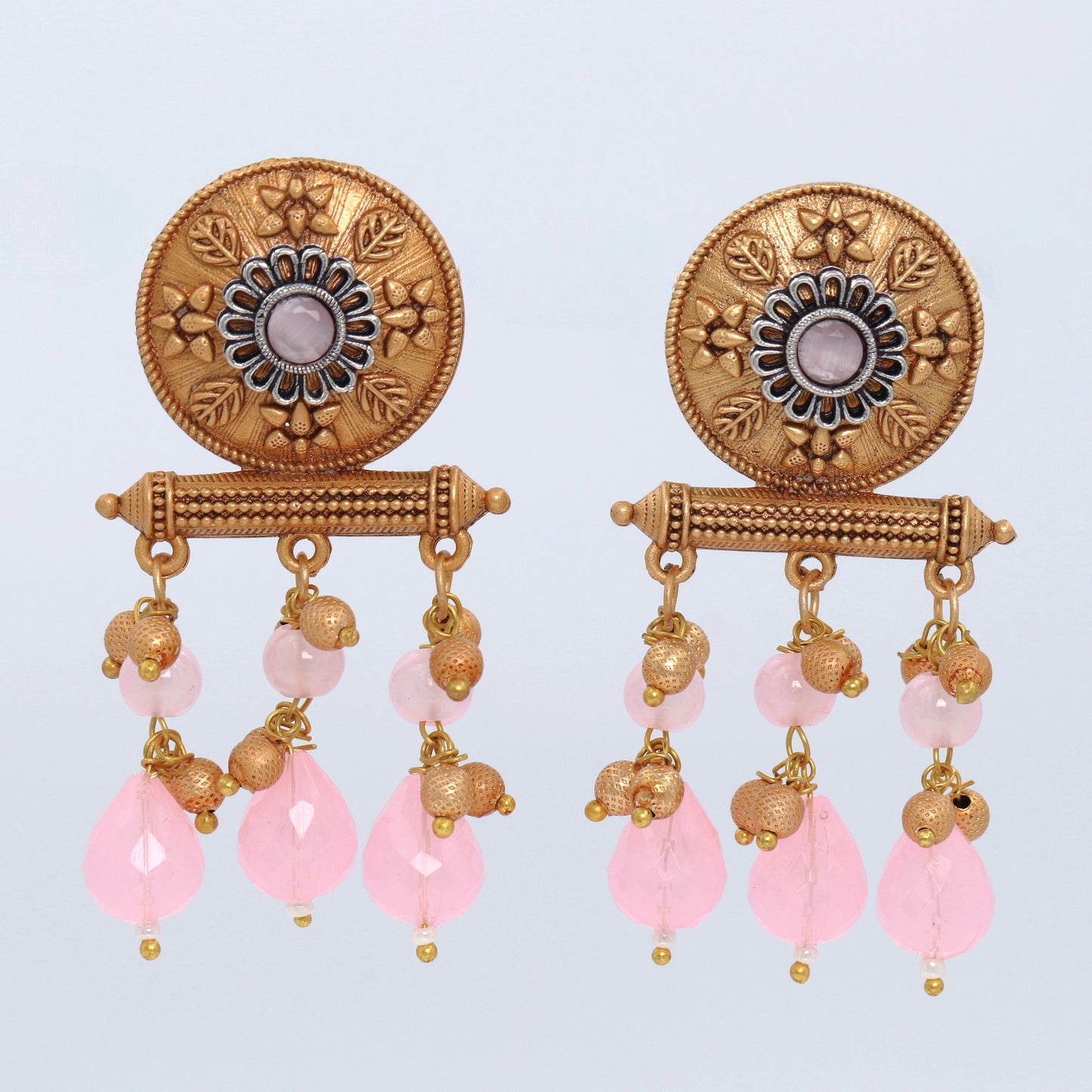 Pink crystal chandelier Earring