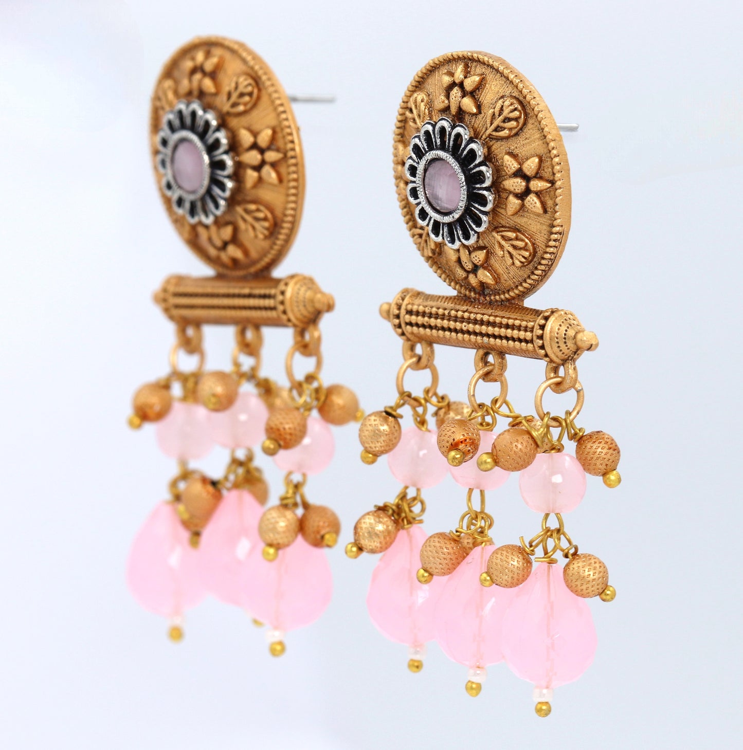 Pink crystal chandelier Earring