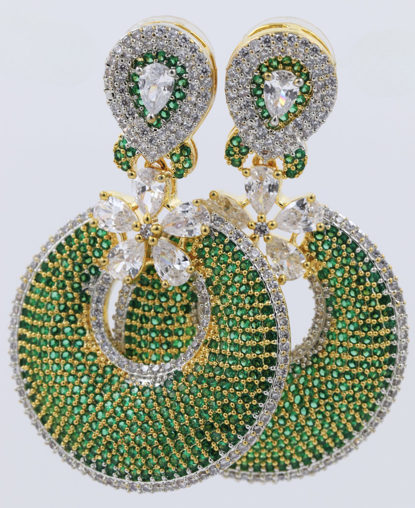 Green and Gold Nano setting Teardrop earring