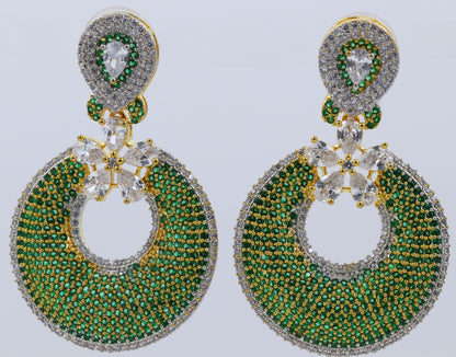 Green and Gold Nano setting Teardrop earring