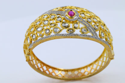 Polki Kundan Gold Plated Openable Bracelet