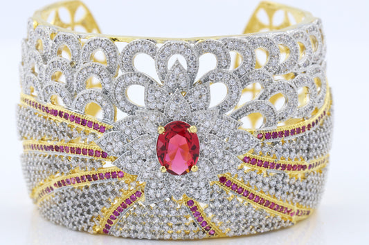 Ruby Stone studded cuff bracelet