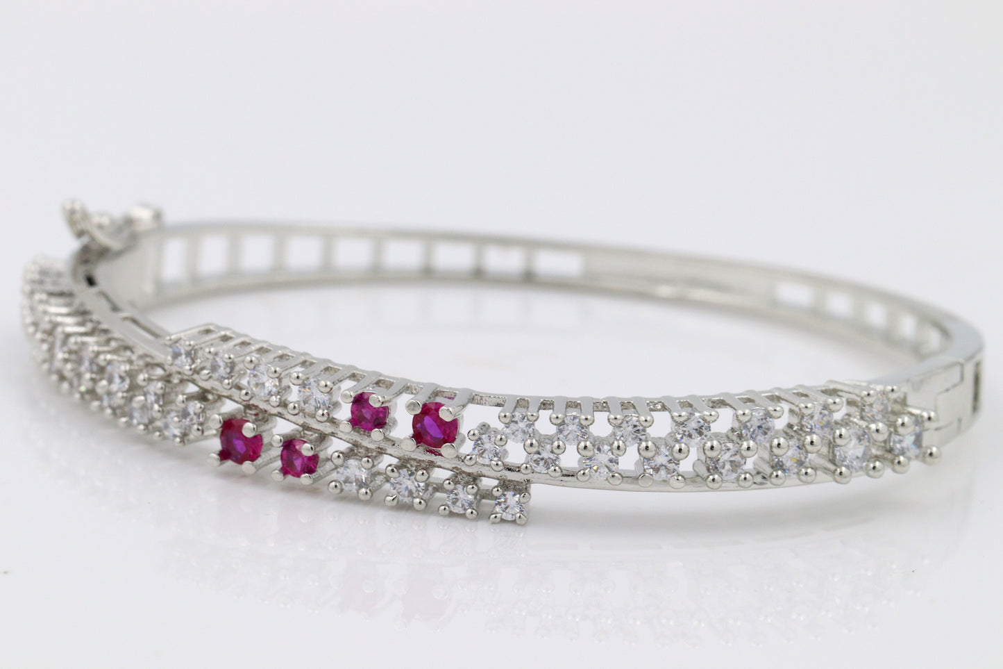 American Diamond Rhodium -Plated Openable Bracelet