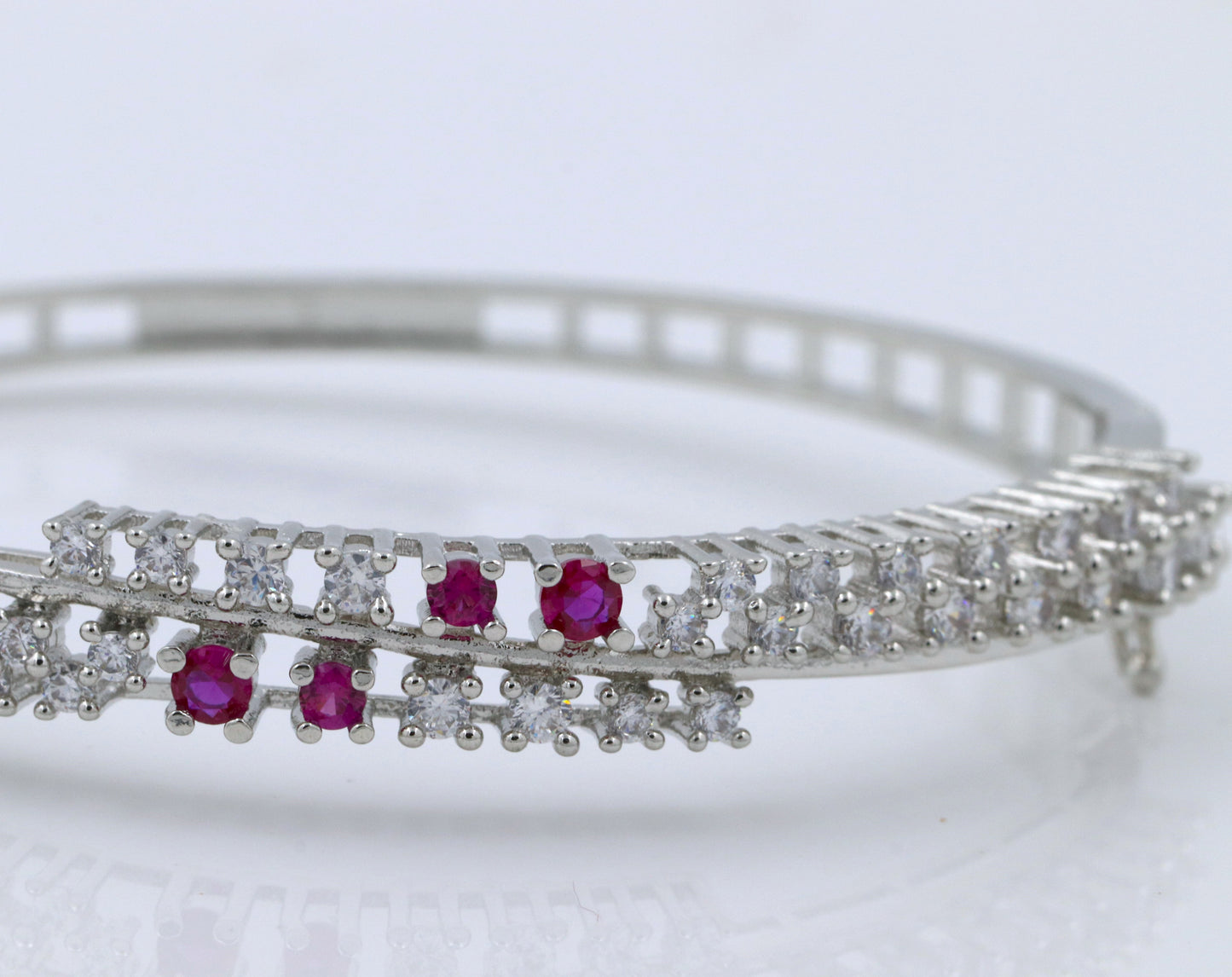 American Diamond Rhodium -Plated Openable Bracelet