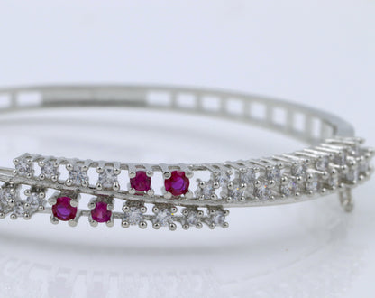 American Diamond Rhodium -Plated Openable Bracelet