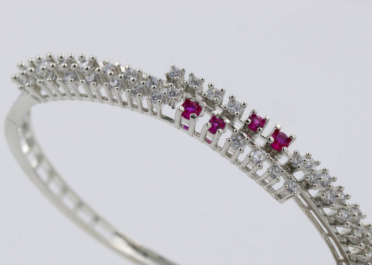 American Diamond Rhodium -Plated Openable Bracelet