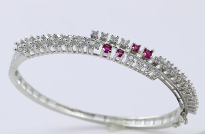 American Diamond Rhodium -Plated Openable Bracelet