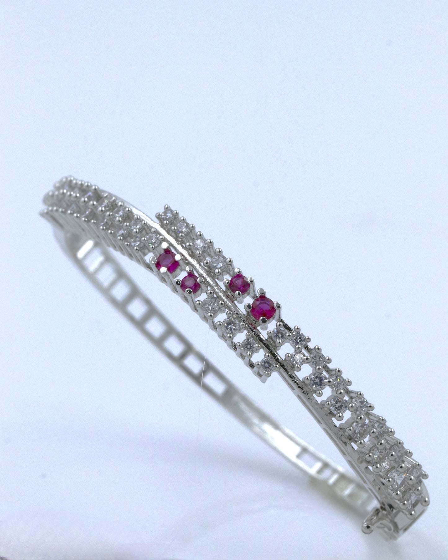 American Diamond Rhodium -Plated Openable Bracelet